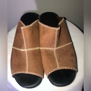 Sanita Dansko Suede Leather open toe Clog EU 40 Brown lagenlook boho